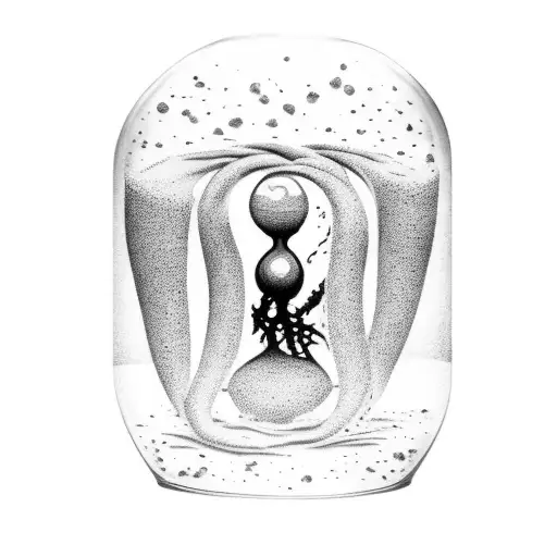 hourglass all sand on the bottom. glass is broken at the bottom. sand is coming and sand read "Some Gave All" tattoo design idea