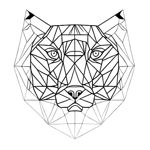  minimalistic lines and geometric shapes to depict a powerful tiger surrounded by four Stoic principles as a diamond tattoo design idea