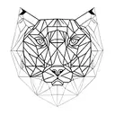  minimalistic lines and geometric shapes to depict a powerful tiger surrounded by four Stoic principles as a diamond tattoo design idea