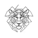  minimalistic lines and geometric shapes to depict a powerful tiger surrounded by four Stoic principles as a diamond tattoo design idea