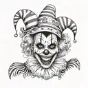 woman dressed as gothic clown with creepy smile and showing teeth tattoo design idea