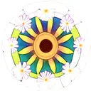 philippines sun with daisy flower tattoo design idea