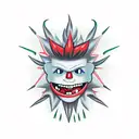 anthropomorphic chili pepper with spiked hair tattoo design idea