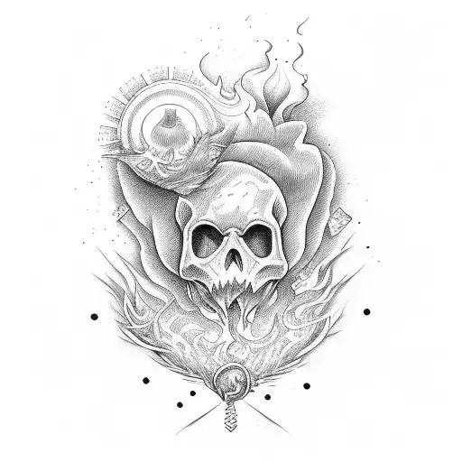card ace on fire tattoo design idea