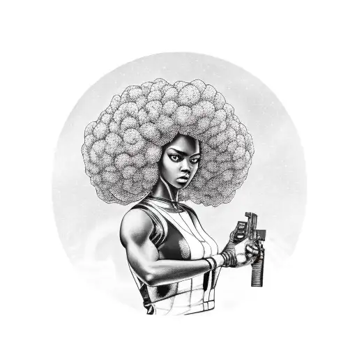Realism "Beautiful Black Woman With An Afro..." Tattoo Idea - BlackInk AI
