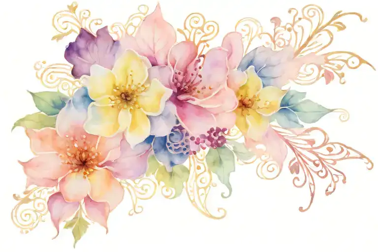 floral lace like patterns tattoo design idea