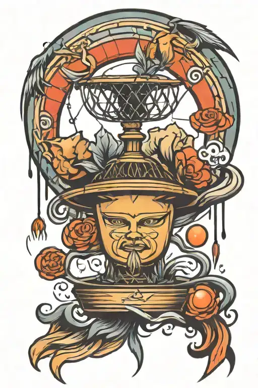 disc golf basket tattoo design idea