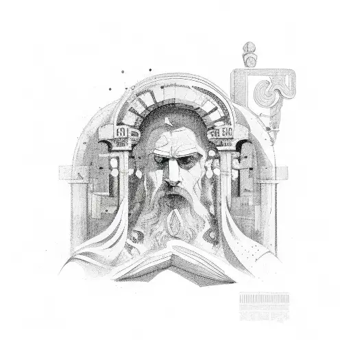 Greek style philosophy tattoo design idea