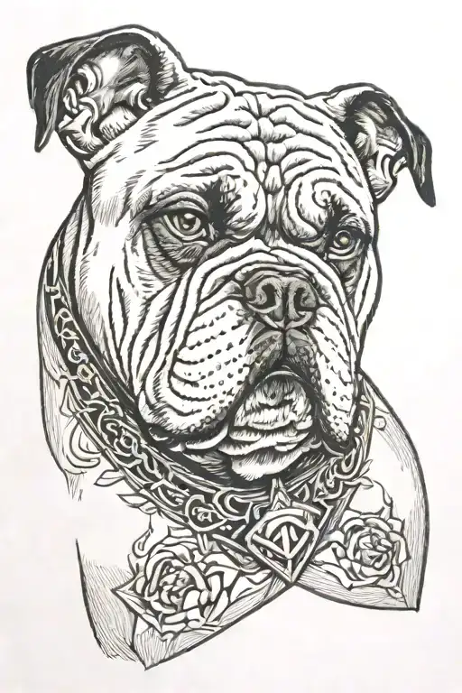 mack bulldog with red "TCT" diamond on chest with 04/20/17 on his collar tattoo design idea