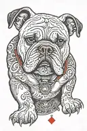 mack bulldog with red "TCT" diamond on chest with 04/20/17 on his collar tattoo design idea