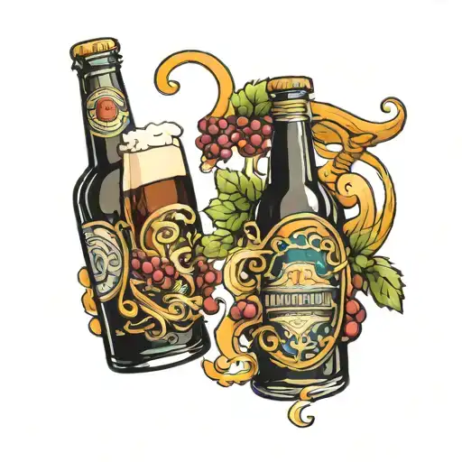 beer and wine  tattoo design idea