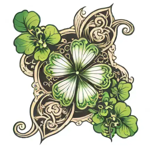 clovers/ four leaf clover, feild, star's pulsar beams tattoo design idea