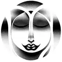 a zen circle made of waves, the smiling eyes of a Buddha and a tree of life. include ideas of breath tattoo design idea