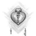 heart lock and key contains the initials C W T tattoo design idea