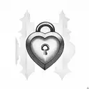 heart lock and key contains the initials C W T tattoo design idea