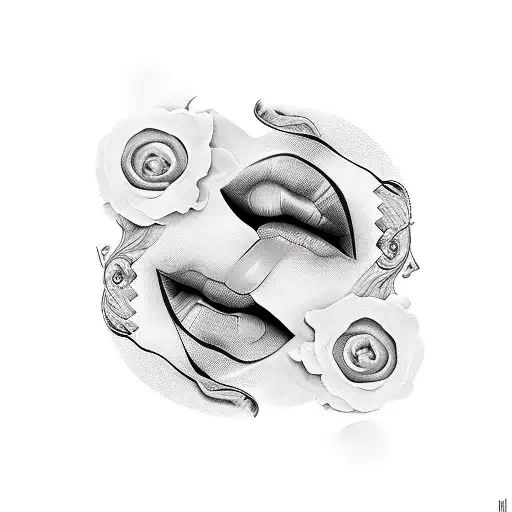 lips and money  tattoo design idea