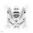 lips and money  tattoo design idea