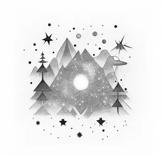 starry sky, three brother,meadow tattoo design idea