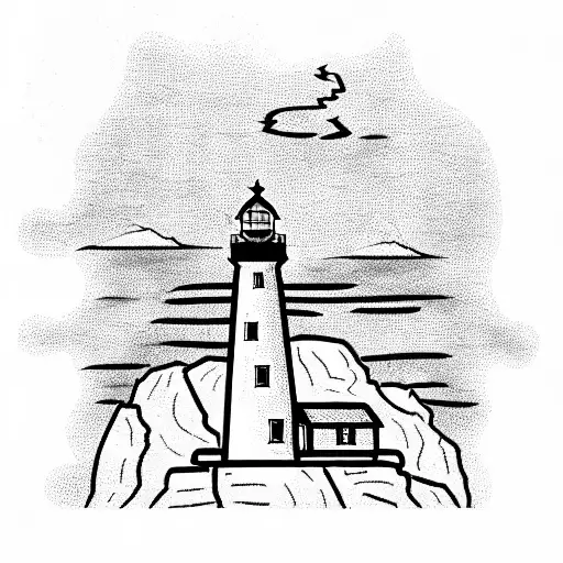 Lighthouse on rock tattoo design idea