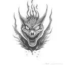 chupacabra with flames tattoo design idea