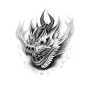 chupacabra with flames tattoo design idea