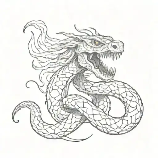 viper around a bone tearing through skin tattoo design idea