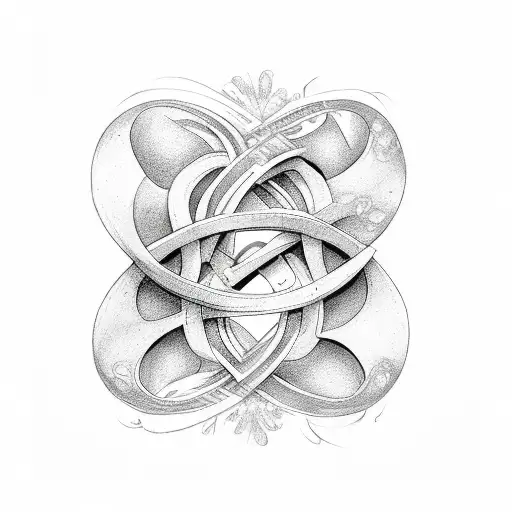 Infinity Symbol with a heart, birds and petals  tattoo design idea