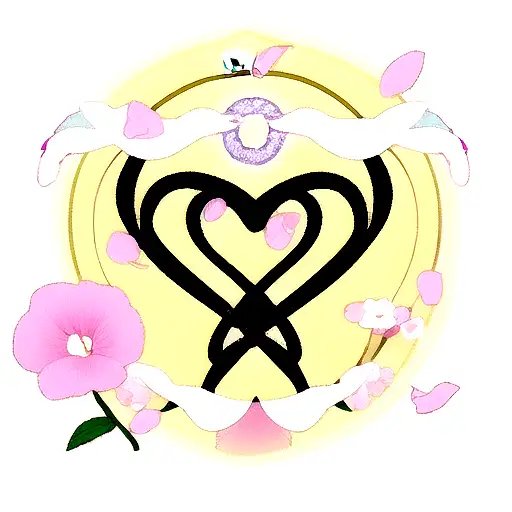 Infinity Symbol with a heart, birds and petals  tattoo design idea