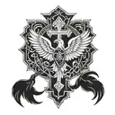 Orthodox cross and eagle  tattoo design idea
