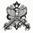 Orthodox cross and eagle  tattoo design idea