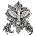 Orthodox cross and eagle  tattoo design idea