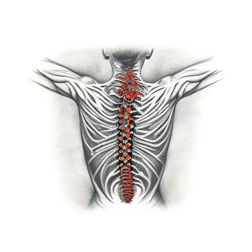 create me a spine tatto. From the line of hair to the last spinal cord. It will have leaves, like brunches but rotten. i tattoo design idea