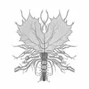 create me a spine tatto. From the line of hair to the last spinal cord. It will have leaves, like brunches but rotten. i tattoo design idea