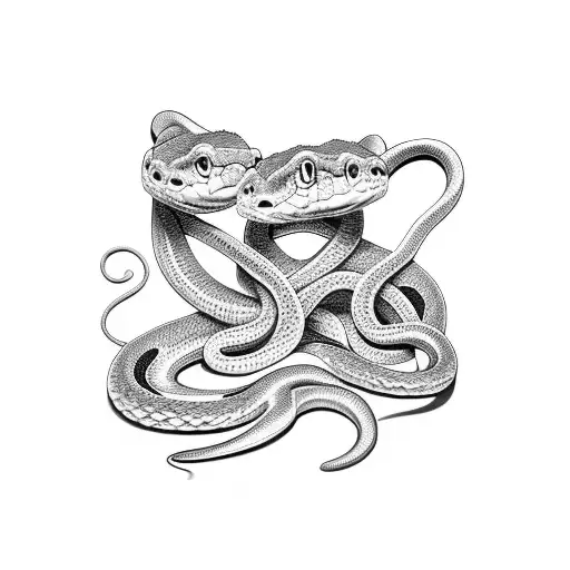 two snakes eating mouse tattoo design idea