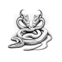 two snakes eating mouse tattoo design idea