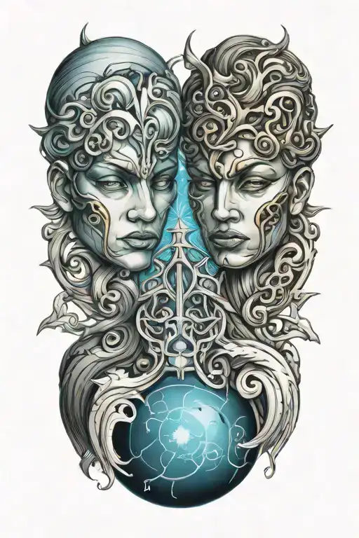 gemini sign incorporated tattoo design idea