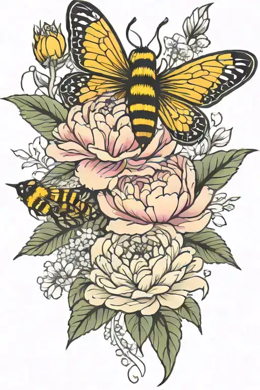 rib cage peonies bee perched rib cage tattoo tattoo design idea
