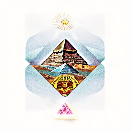 hieroglyphics, pyramid, king tut, sun, dessert tattoo design idea