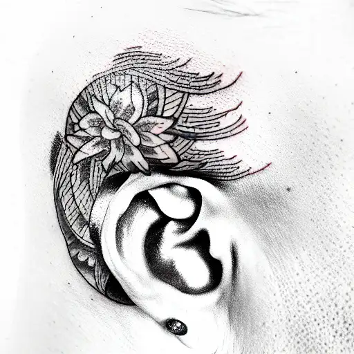 Small tatoo behind ear tattoo design idea
