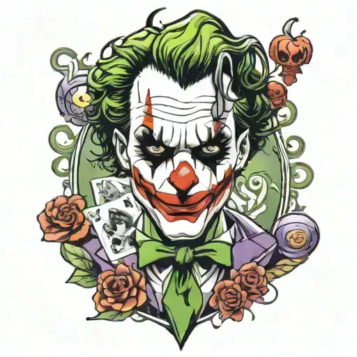 joker with haha in the background tattoo design idea