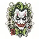 joker with haha in the background tattoo design idea