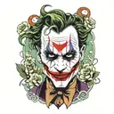 joker with haha in the background tattoo design idea
