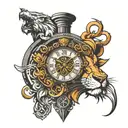 lion clock tower tattoo design idea