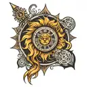 lion clock tower tattoo design idea