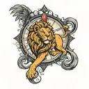 lion clock tower tattoo design idea