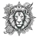 lion clock face tattoo design idea