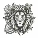 lion clock face tattoo design idea