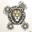 lion clock face tattoo design idea