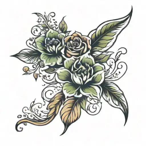 floral full elbow  tattoo design idea