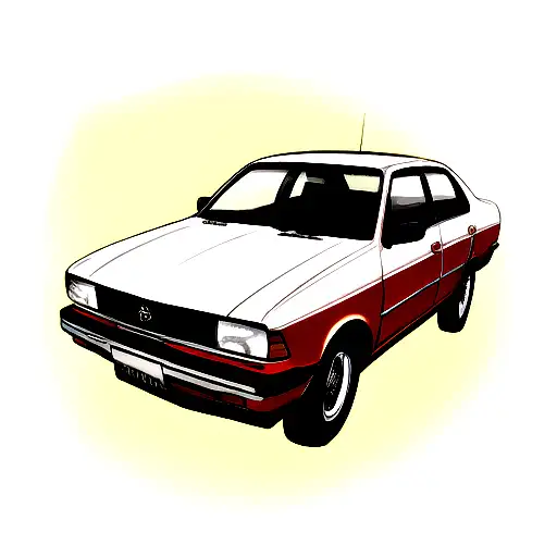 Toyota sedan rojo estilo manga tattoo design idea